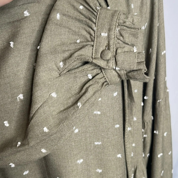 Zara Tunic Green V-Neck Tie Long Sleeve Women's Dress Size Medium - Picture 5 of 11